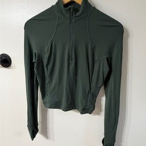 lululemon athletica Dark Green Crop Long Sleeve half zip